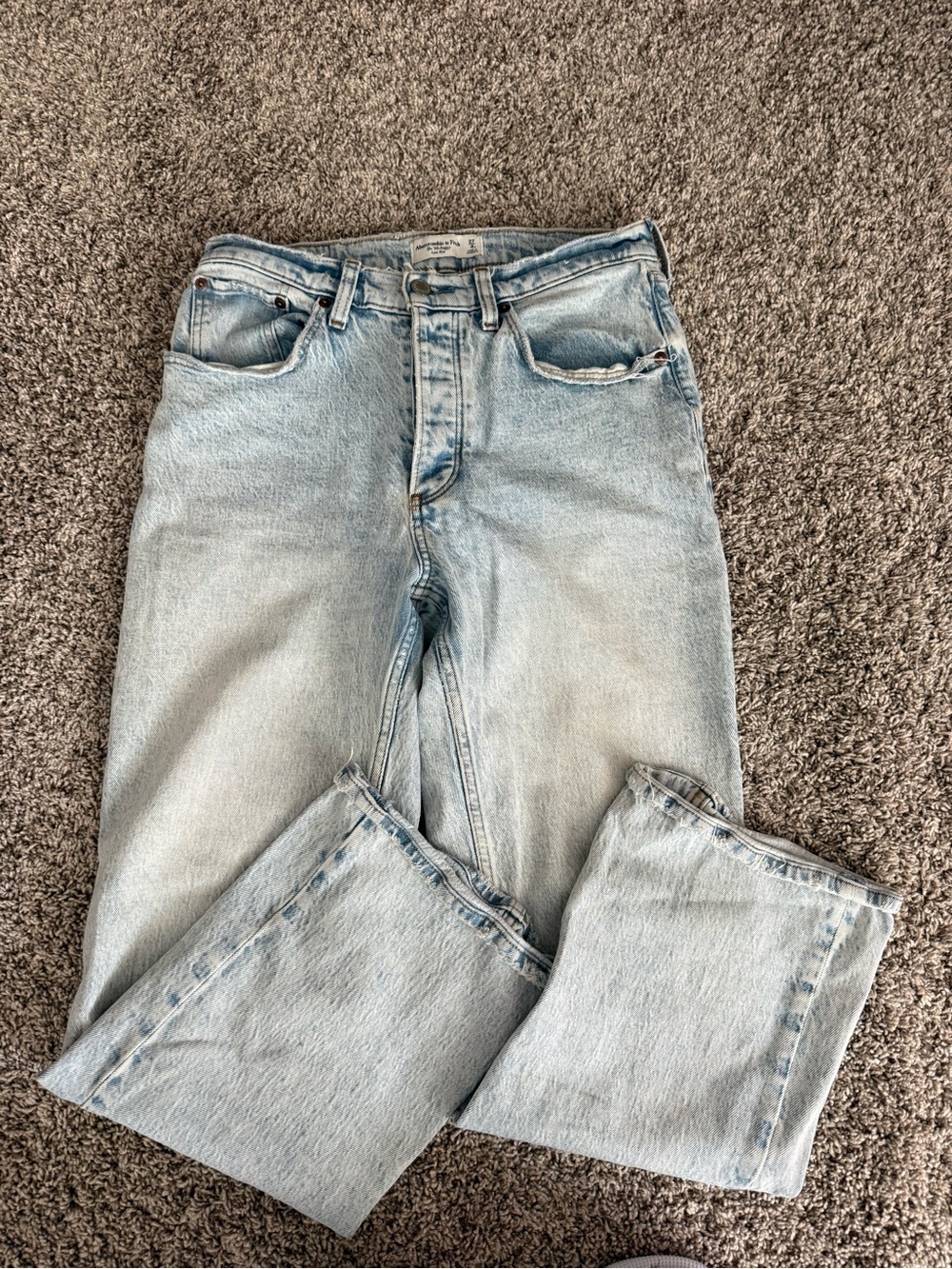 Abercrombie & Fitch Pale Wash Straight-Leg Jeans